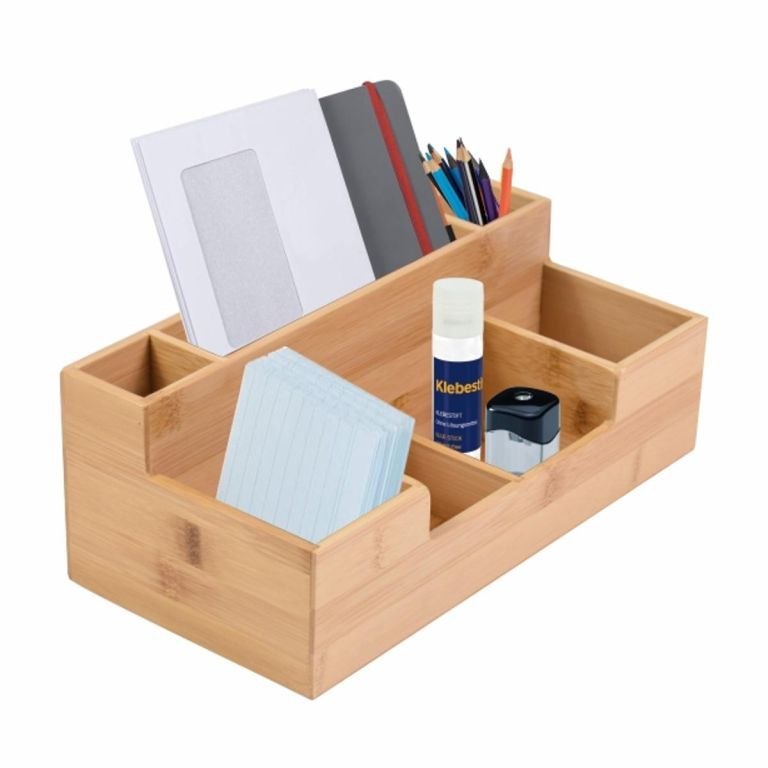 Organizer na artykuły papiernicze, bambusowy 30 x 15 x 11 cm